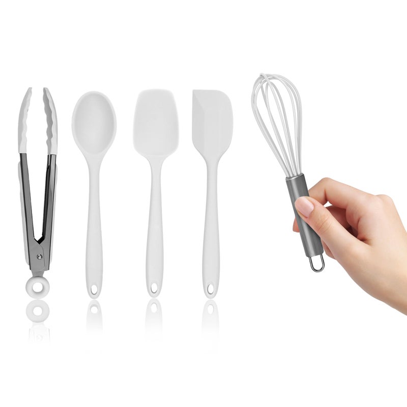 Country Kitchen Silicone Cooking Utensils - Easy to Clean Kitchen Tools, Spatula Set for Nonstick Cookware, Mini, Pink - Image 1
